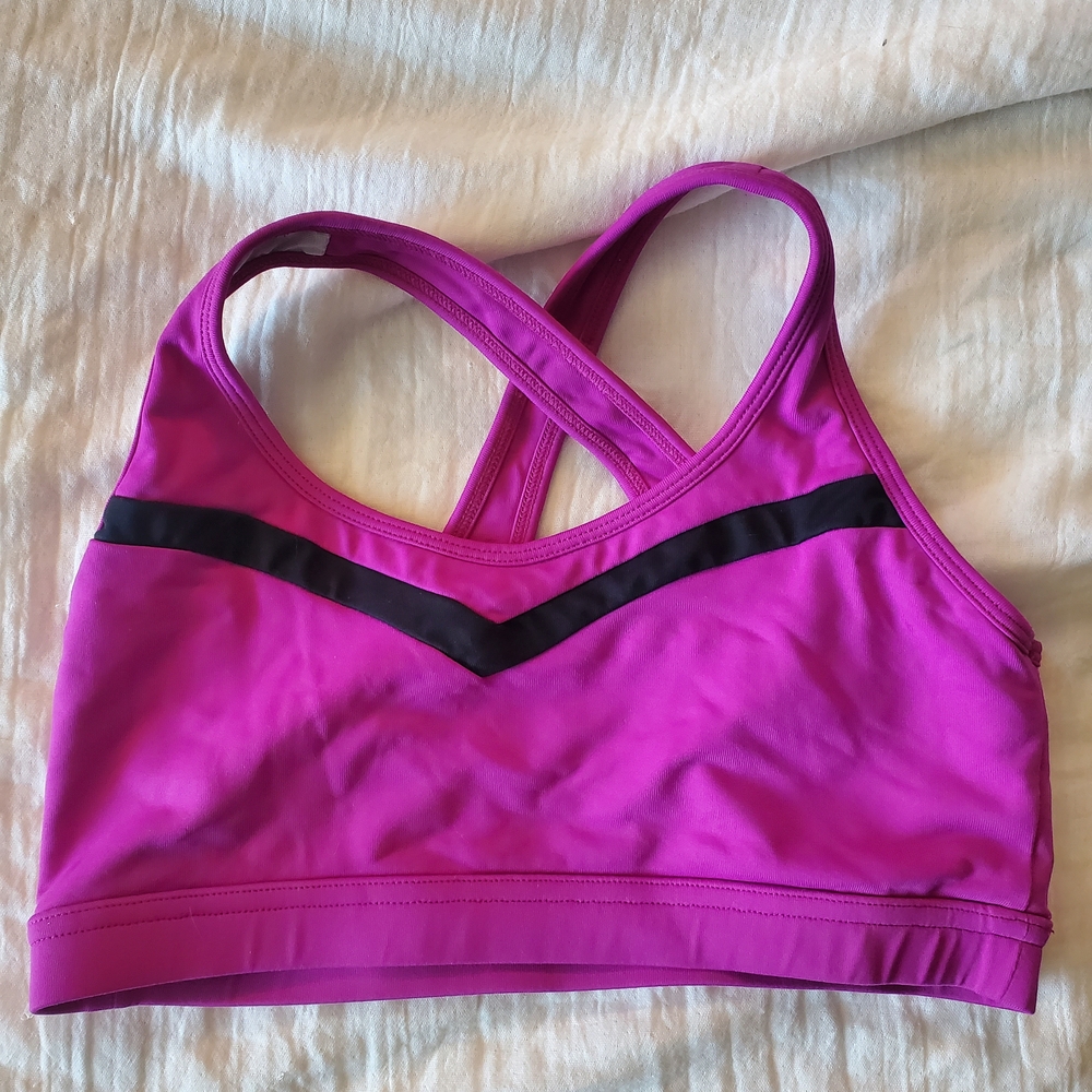 Tonic Active Magenta Sports Bra with Black Detail Canadian Made Size S